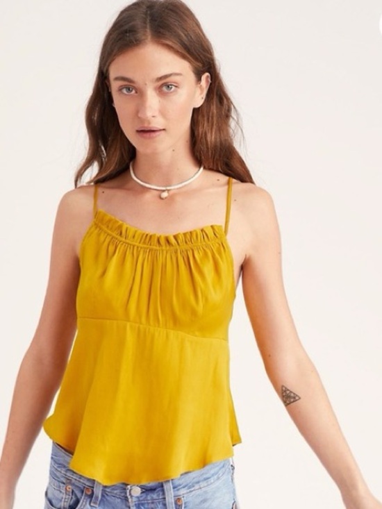 Free People Tops - Free People Intimately Silk Cami Mustard Yellow Camisole Size Medium